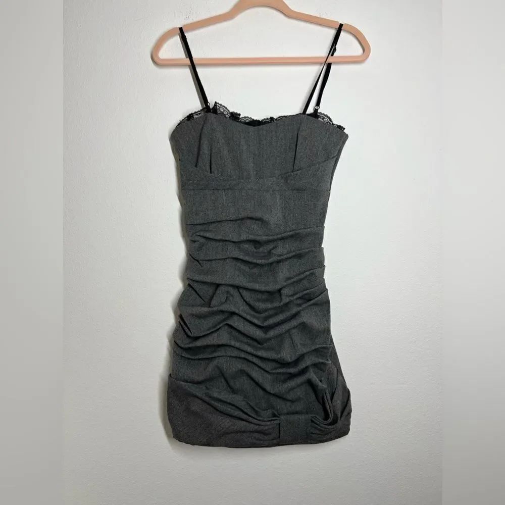 Contour Ruched Cami Mini Dress Lace Adjustable Straps Size XS